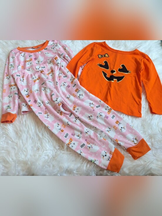 Other - ✨️2T/4T Girls Pink Ghost & Orange Pumpkin Halloween Pajama Set